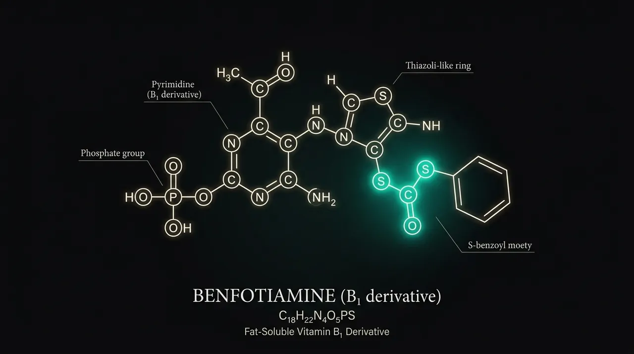 A conceptual illustration of a molecular structure highlighted with a teal accent against a near-black background.