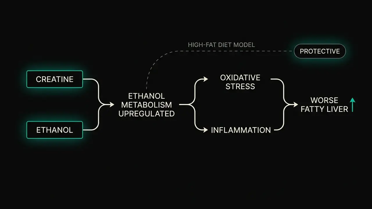 Creatine-ethanol hepatic pathway